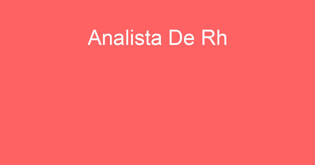 Analista De Rh-Jacarei - Sp 1