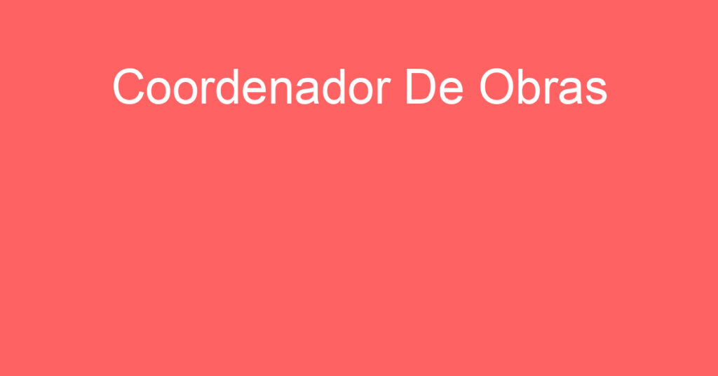 Coordenador De Obras-São José Dos Campos - Sp 1