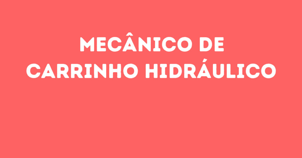 Mecânico De Carrinho Hidráulico-São José Dos Campos - Sp 1