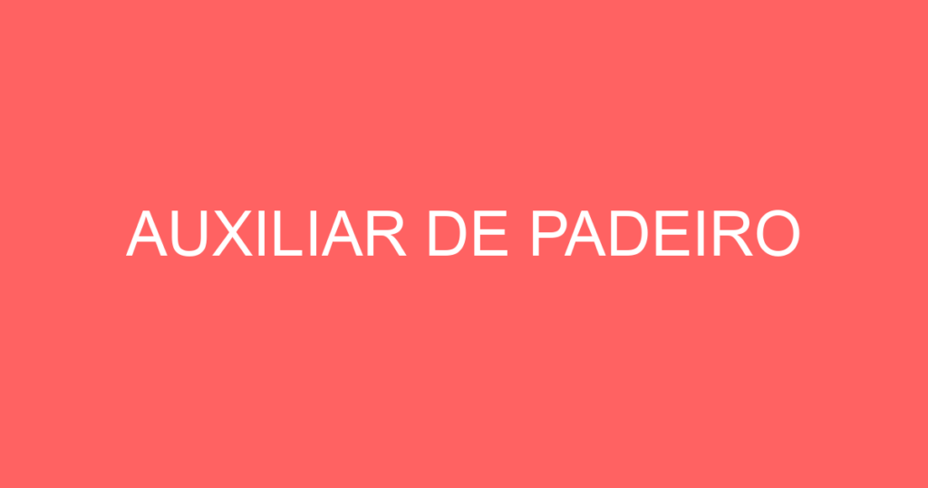 Auxiliar De Padeiro-São José Dos Campos - Sp 1