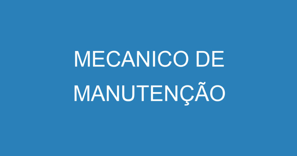 Mecanico De Manutenção-Jacarei - Sp 1