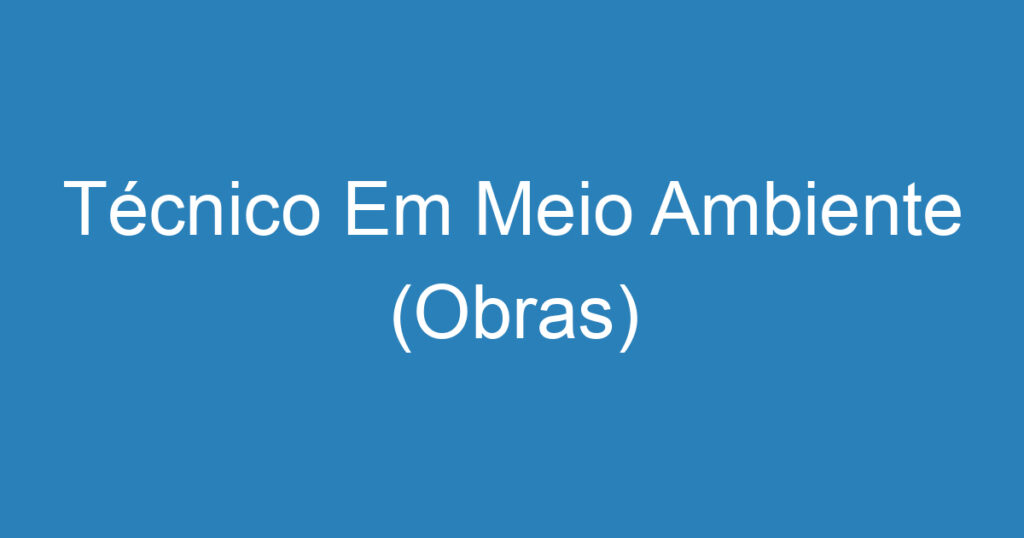 Técnico Em Meio Ambiente (Obras) 1