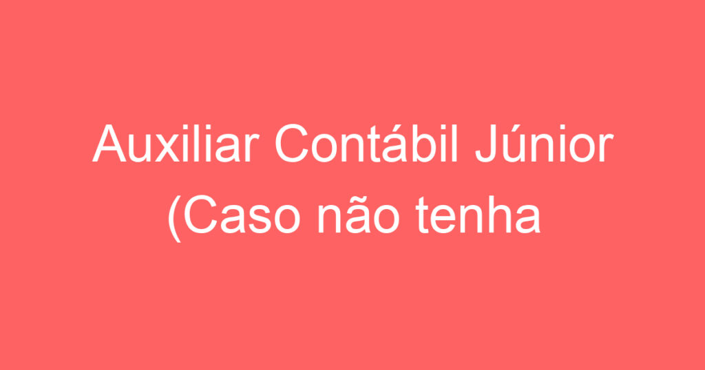 Auxiliar Contábil Júnior (Caso não tenha experiência veja nossa vaga de estágio) 1