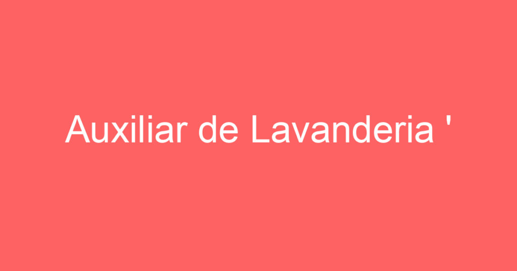 Auxiliar de Lavanderia ' 1