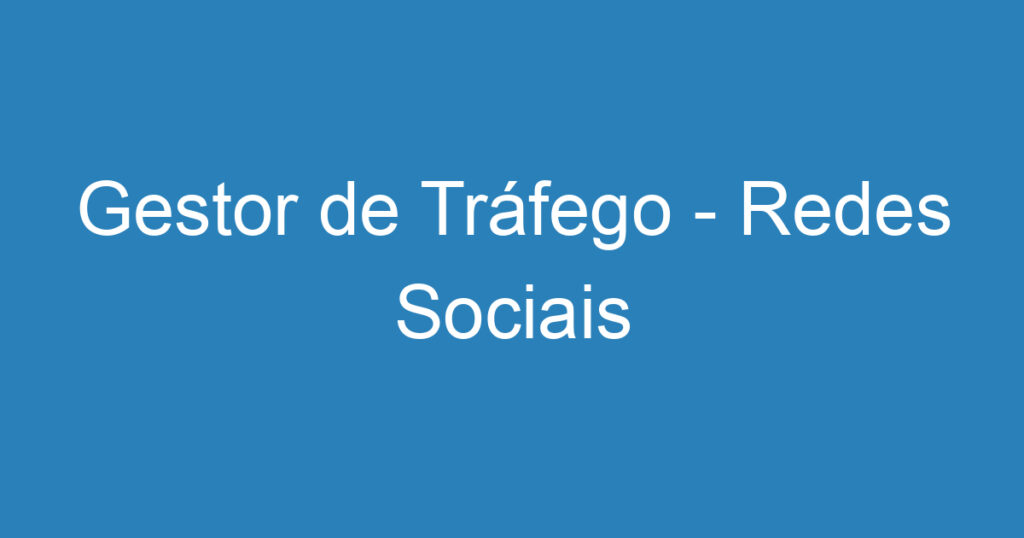 Gestor de Tráfego - Redes Sociais 1