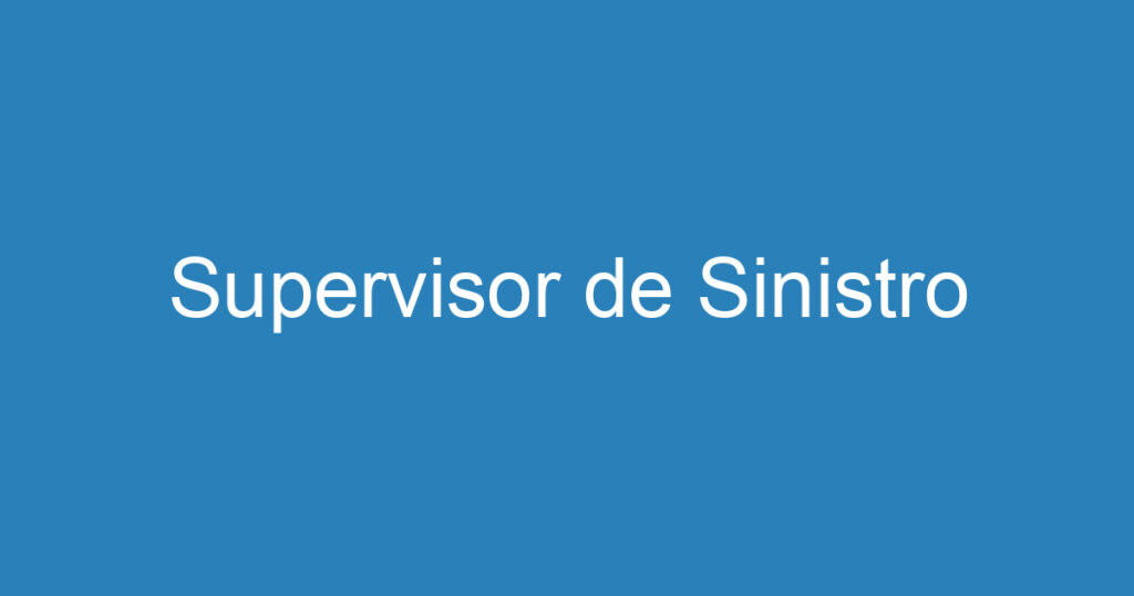 Supervisor de Sinistro 1