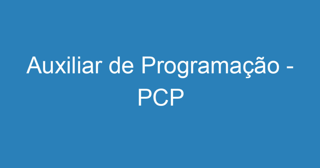 Auxiliar de Programação - PCP 1