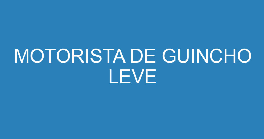 MOTORISTA DE GUINCHO LEVE 1