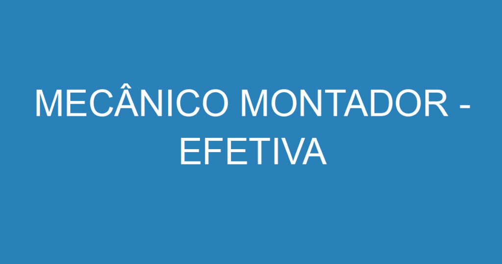 MECÂNICO MONTADOR - EFETIVA 1