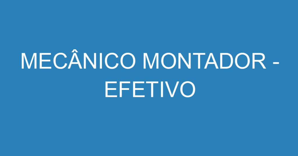 MECÂNICO MONTADOR - EFETIVO 1