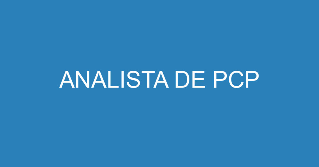 ANALISTA DE PCP 1