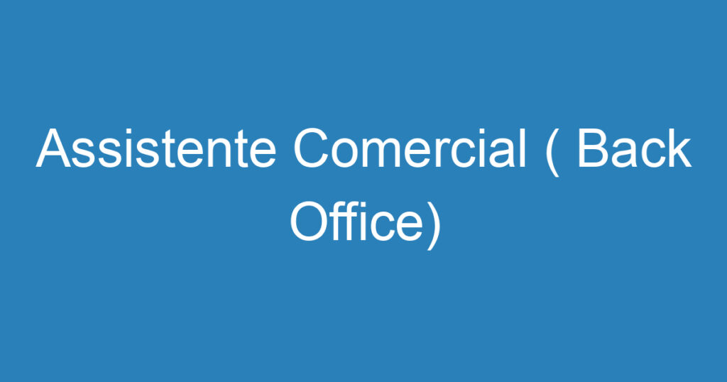 Assistente Comercial ( Back Office) 1