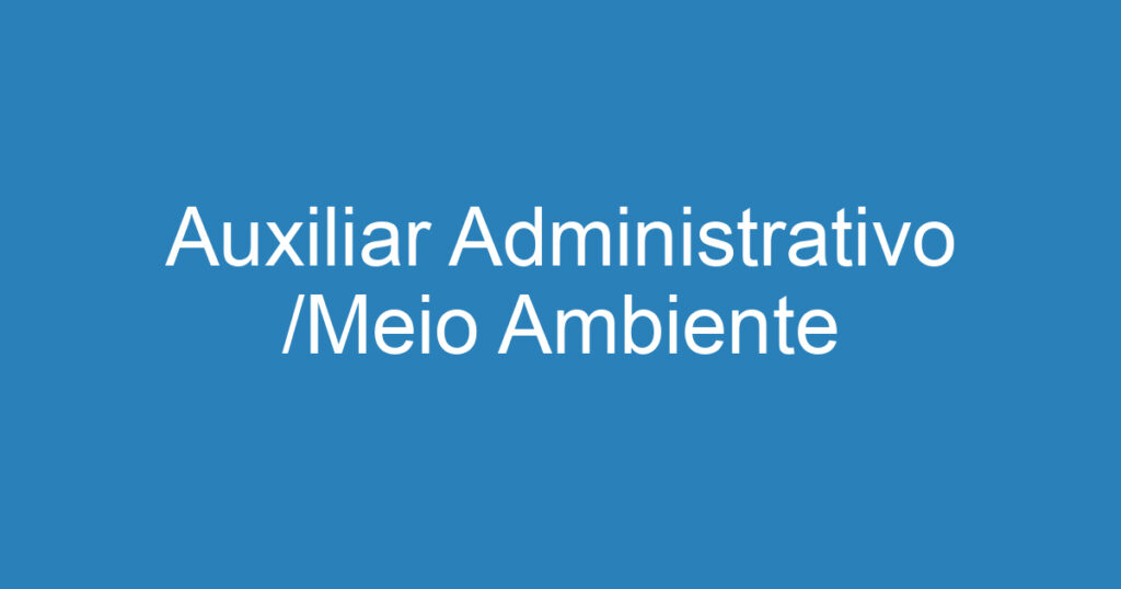 Auxiliar Administrativo /Meio Ambiente 1