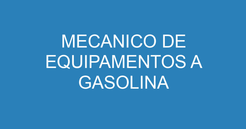 MECANICO DE EQUIPAMENTOS A GASOLINA 1