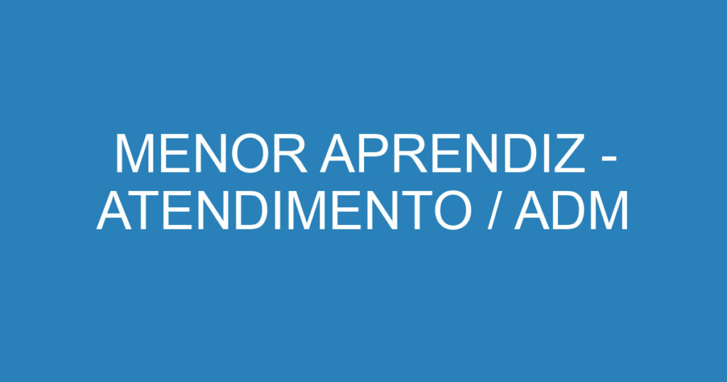 MENOR APRENDIZ - ATENDIMENTO / ADM 1