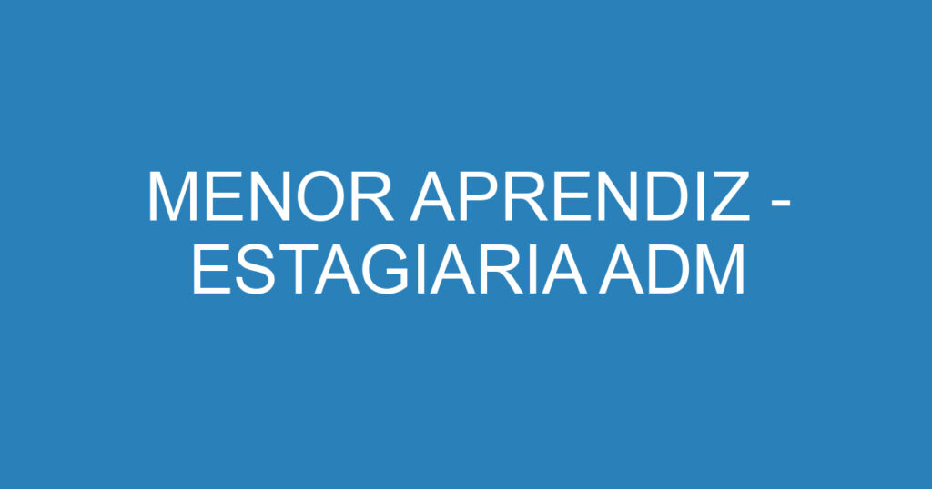 MENOR APRENDIZ - ESTAGIARIA ADM 1