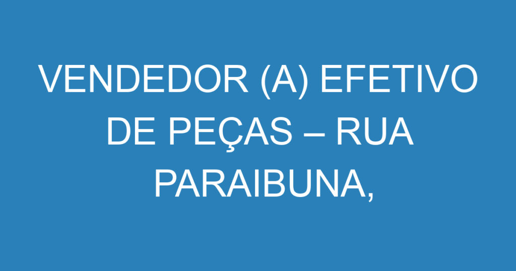 VENDEDOR (A) EFETIVO DE PEÇAS – RUA PARAIBUNA, CENTRO, SJCAMPOS 1