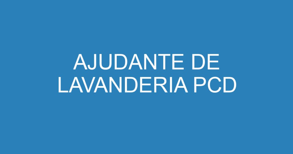 AJUDANTE DE LAVANDERIA PCD 1