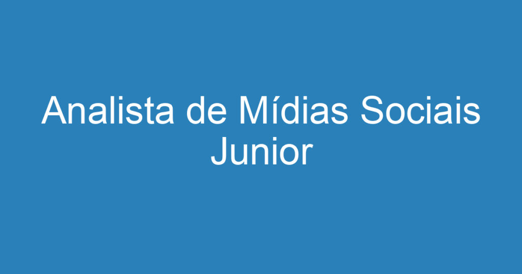 Analista de Mídias Sociais Junior 1