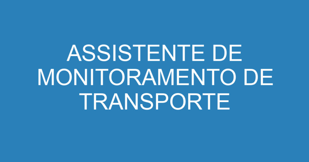 ASSISTENTE DE MONITORAMENTO DE TRANSPORTE 1