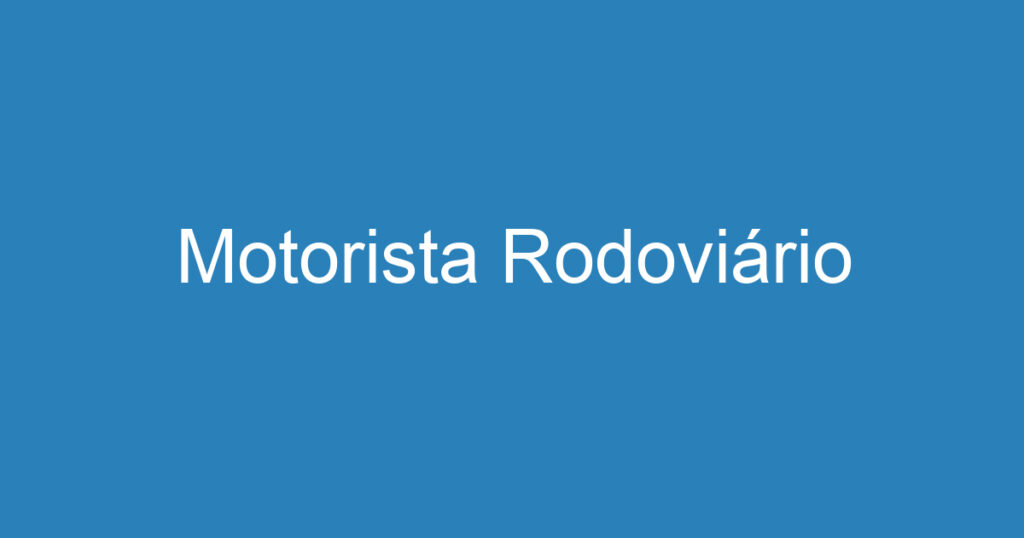 Motorista Rodoviário 1