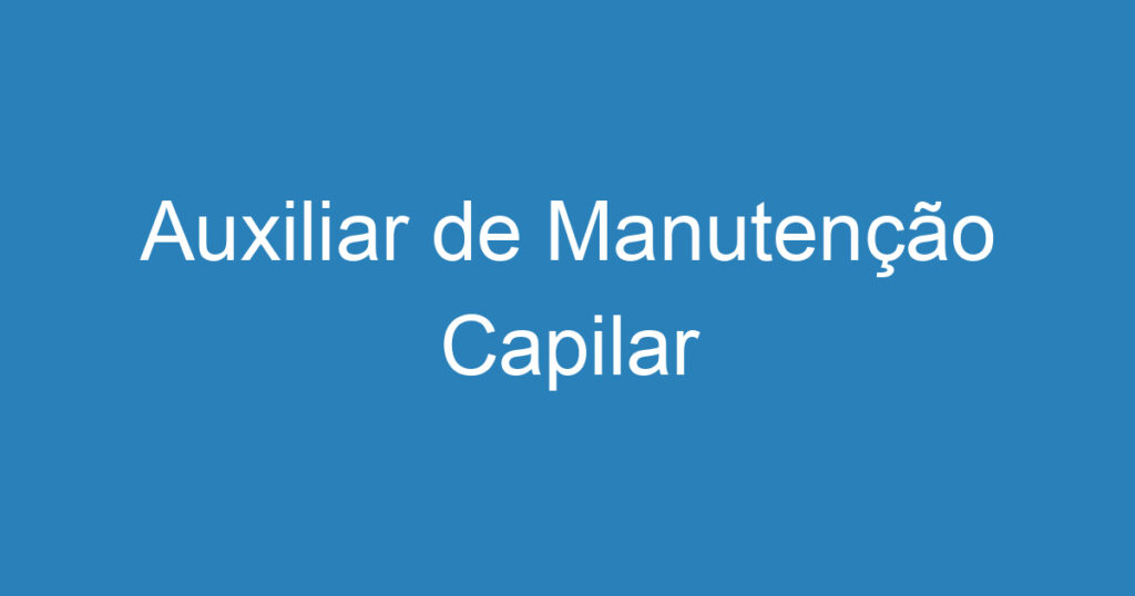 Auxiliar de Manutenção Capilar 1