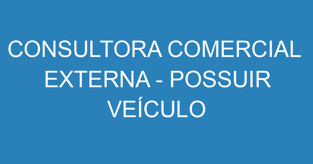 CONSULTORA COMERCIAL EXTERNA - POSSUIR VEÍCULO 1