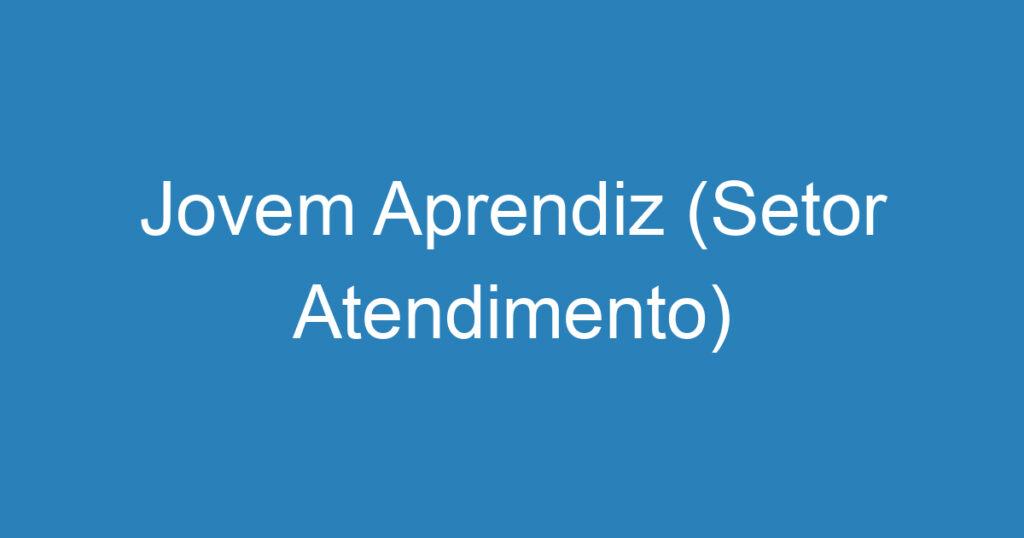 Jovem Aprendiz (Setor Atendimento) 1