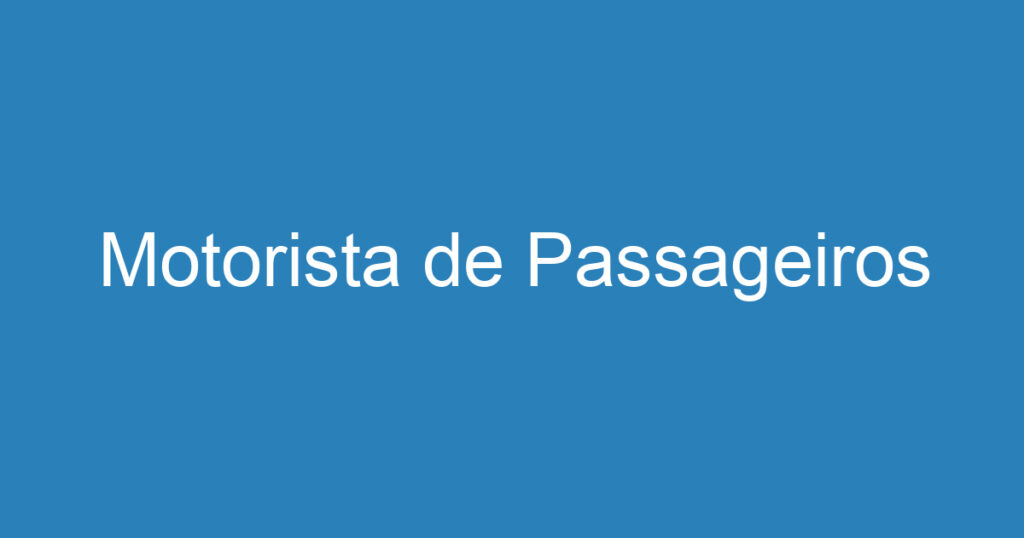 Motorista de Passageiros 1