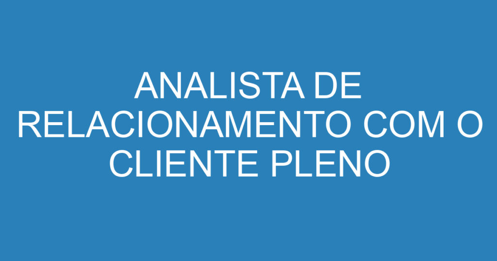 ANALISTA DE RELACIONAMENTO COM O CLIENTE PLENO 1