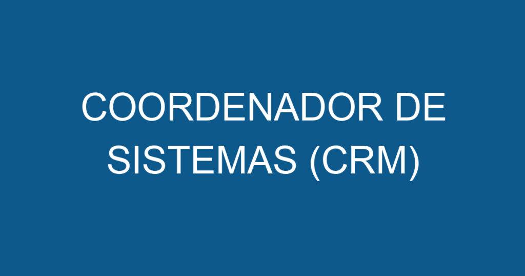 COORDENADOR DE SISTEMAS (CRM) 1